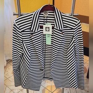 Black and White Striped Blazer